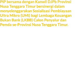 PIP bersama dengan Kanwil DJPb Provinsi Nusa Tenggara Timur bersinergi dalam menyelenggarakan Sosialisasi Pembiayaan ...