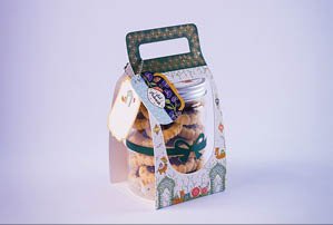 Ramadhan Hampers moslem theme for celebrate the holy, bake snack, bakery, cookies. with greeting card and blue accessories on white background