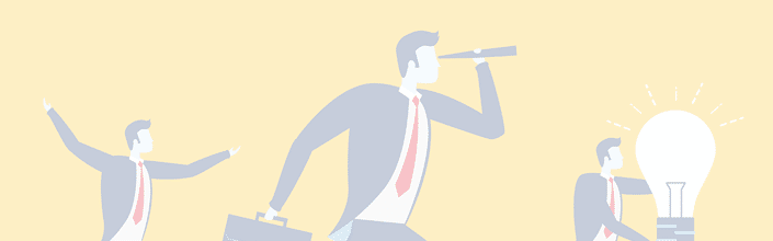 businessmen with telescope bulb business success vector illustration