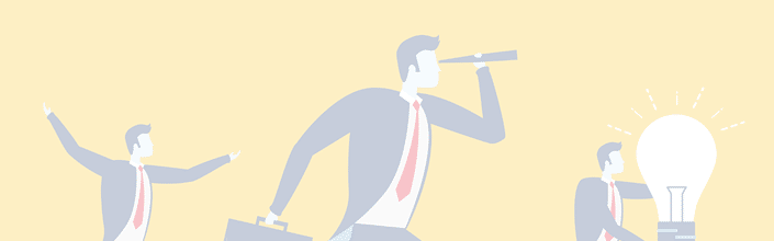 businessmen with telescope bulb business success vector illustration