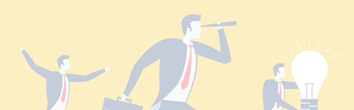 businessmen with telescope bulb business success vector illustration