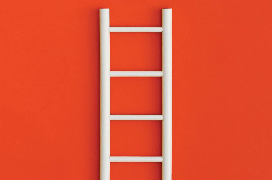 Ladder career path for business growth success process. Inspiration and creative idea concept.