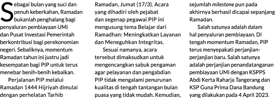 Sebagai bulan yang suci dan penuh keberkahan, Ramadan bukanlah penghalang bagi penyaluran pembiayaan UMi dan Pusat In...