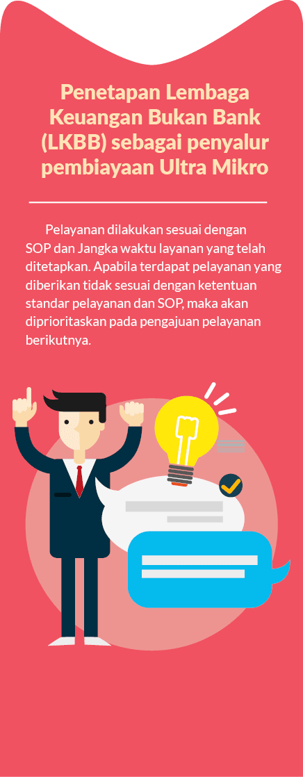 Penetapan Lembaga Keuangan Bukan Bank (LKBB) sebagai penyalur pembiayaan Ultra Mikro ,Pelayanan dilakukan sesuai deng...