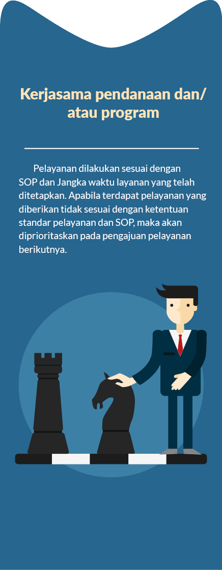Kerjasama pendanaan dan/atau program,Pelayanan dilakukan sesuai dengan SOP dan Jangka waktu layanan yang telah diteta...