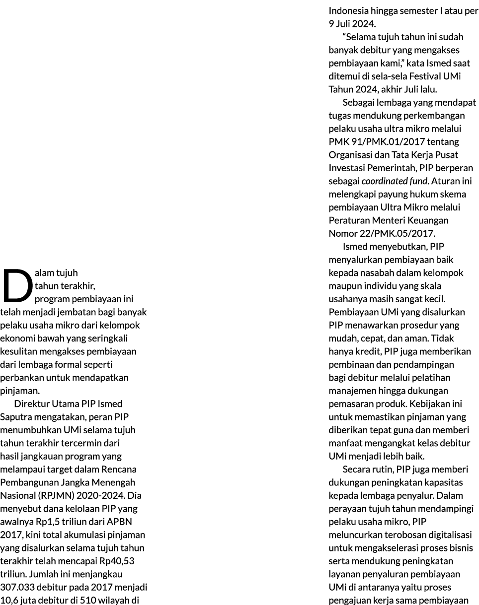 Dalam tujuh tahun terakhir, program pembiayaan ini telah menjadi jembatan bagi banyak pelaku usaha mikro dari kelompo...