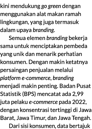 kini mendukung go green dengan menggunakan alat makan ramah lingkungan, yang juga termasuk dalam upaya branding. Semu...