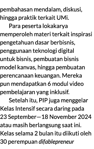 pembahasan mendalam, diskusi, hingga praktik terkait UMi. Para peserta lokakarya memperoleh materi terkait inspirasi ...